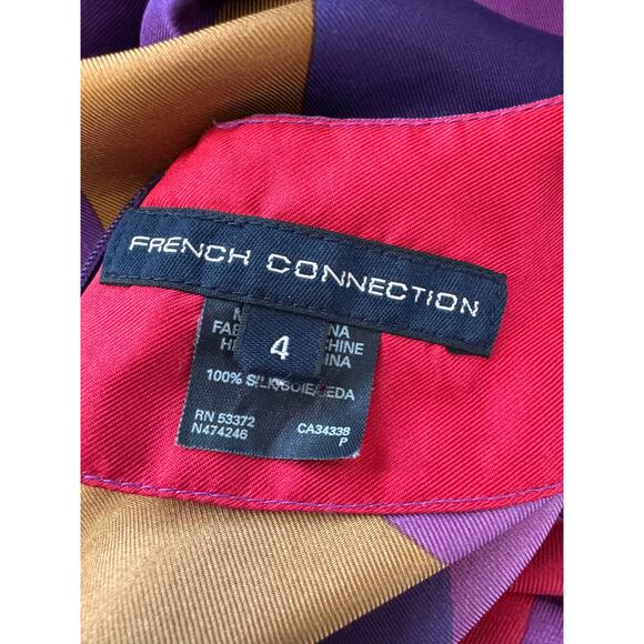 FRENCH CONNECTION Women’s Purple Red Geometric Print Shift Dress Size 4 - Picture 4 of 6